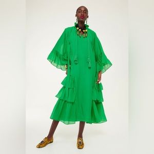 Iris Apfel X H&M Long Flounced Dress Green
